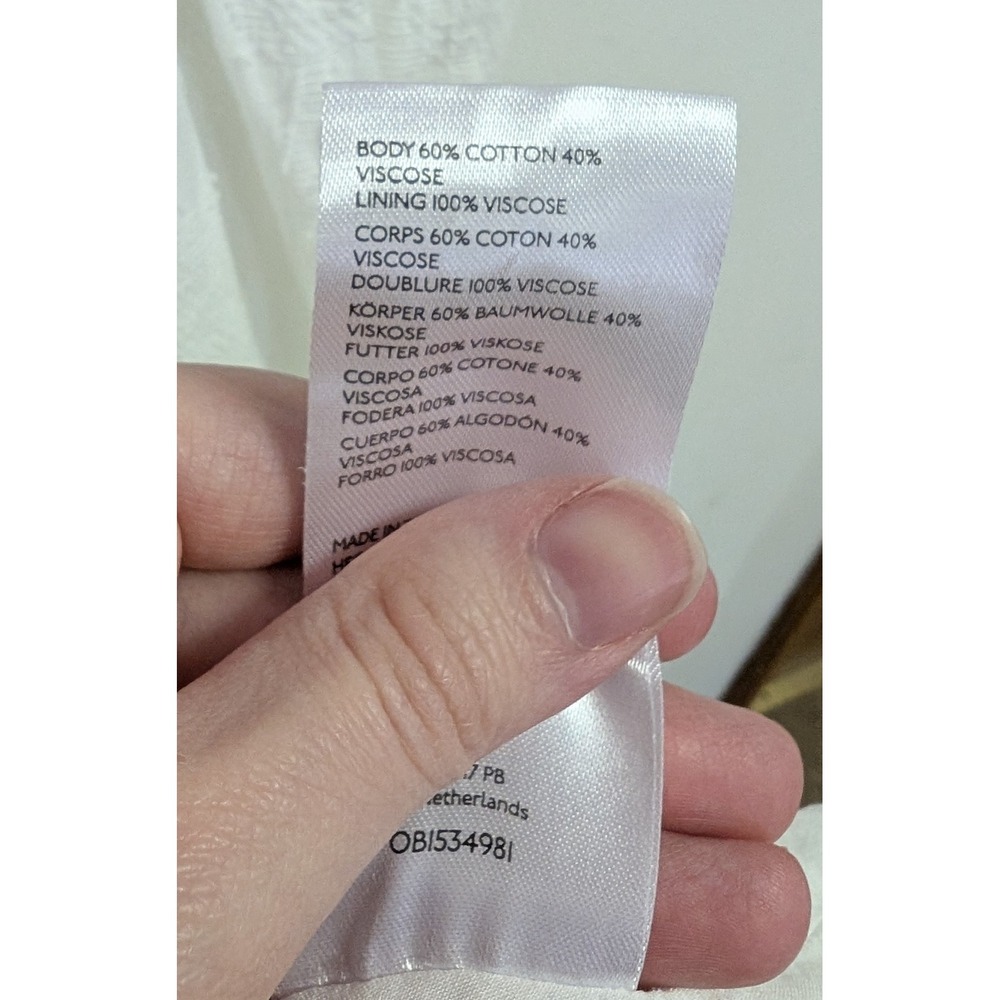 By Anthropologie Tiered Maxi Dress Flutter Sleeve Bow Back Embroidered White M - Picture 8 of 12